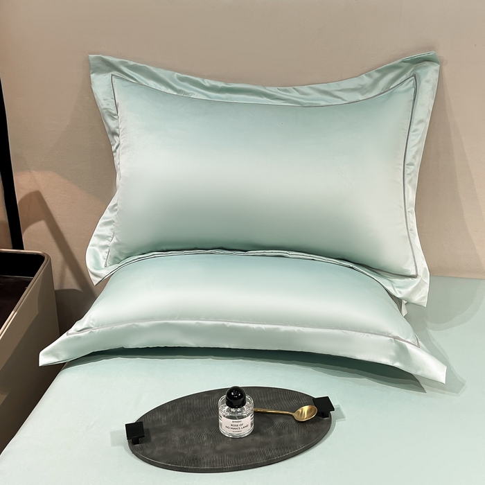 露梦家纺 2025新款纯色冰丝凉感星辰枕套 水绿