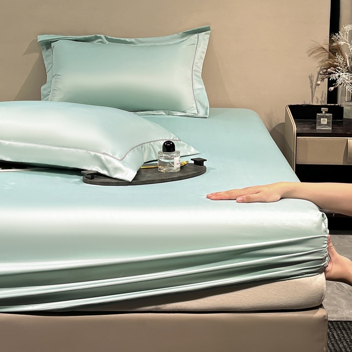 91家纺网 家纺一手货源 找家纺 露梦家纺 2025新款纯色冰丝凉感星辰枕套 水绿