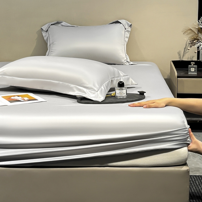 91家纺网 家纺一手货源 找家纺 露梦家纺 2025新款纯色冰丝凉感星辰枕套 浅灰