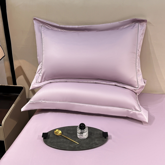露梦家纺 2025新款纯色冰丝凉感星辰枕套 香紫