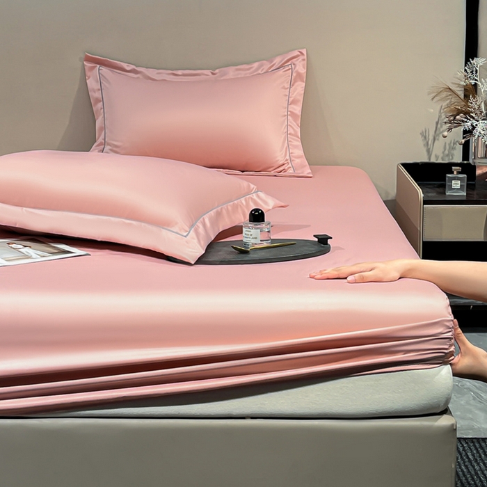 91家纺网 家纺一手货源 找家纺 露梦家纺 2025新款纯色冰丝凉感星辰枕套 豆沙