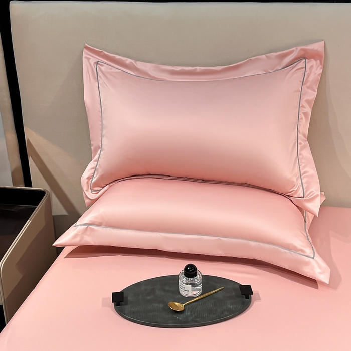 露梦家纺 2025新款纯色冰丝凉感星辰枕套 豆沙