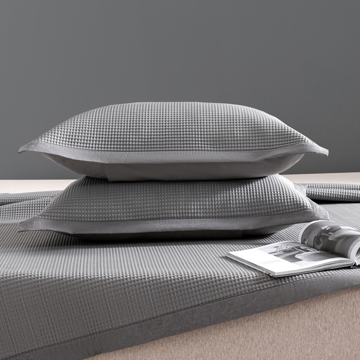 91家纺网 家纺一手货源 找家纺 （总）耀悦家纺2025新款聚乙烯乙纶凉席pe凉感华夫格凉席三件套床笠床席子