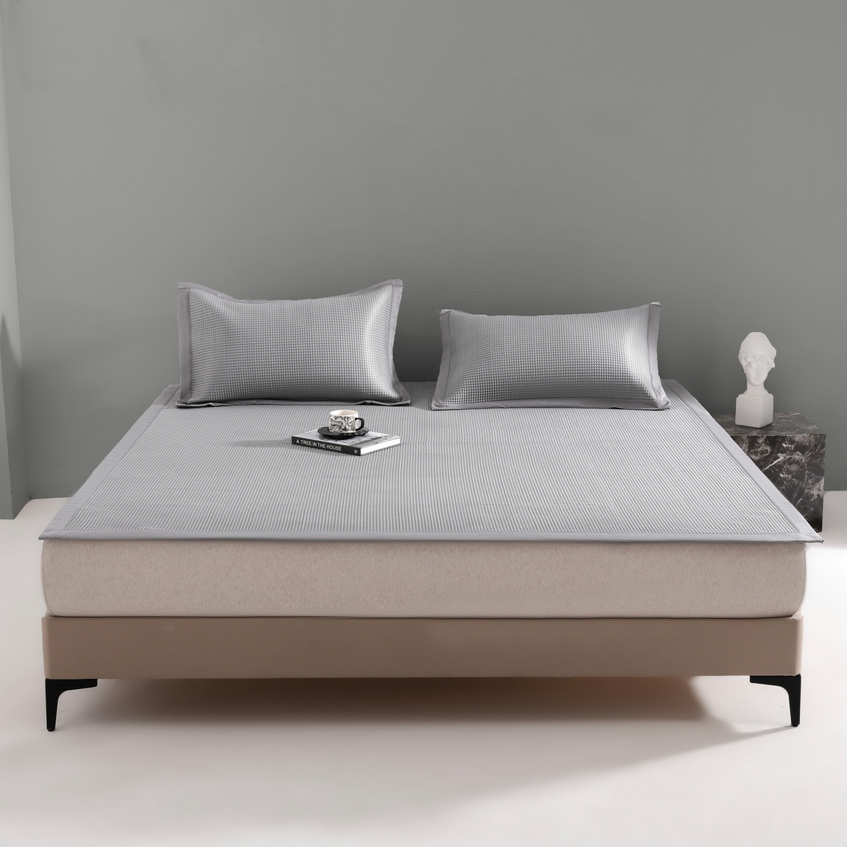 91家纺网 家纺一手货源 找家纺 （总）耀悦家纺2025新款聚乙烯乙纶凉席pe凉感华夫格凉席三件套床笠床席子