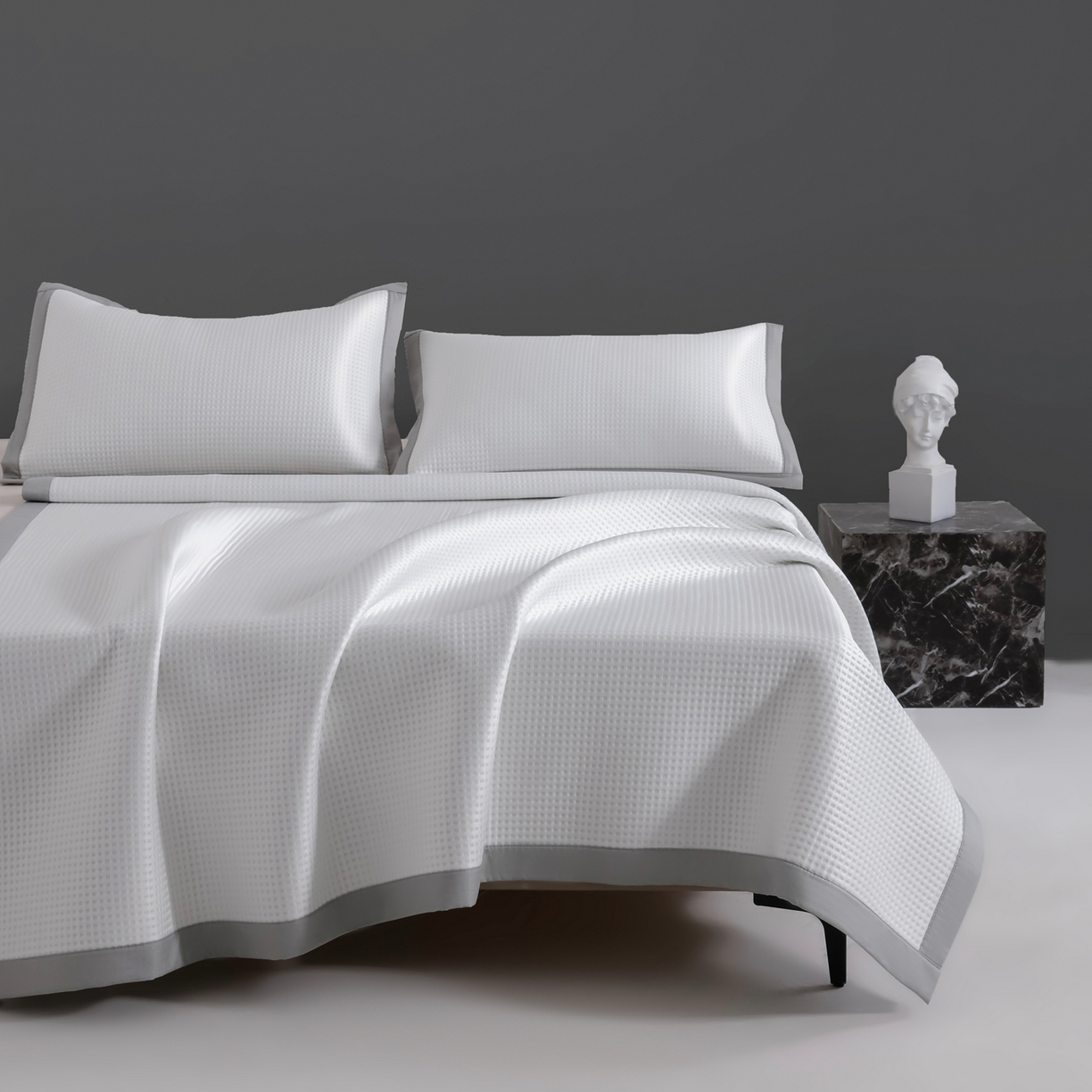 耀悦家纺2025新款聚乙烯乙纶凉席pe凉感华夫格凉席三件套床笠床席子 华夫格-奶白