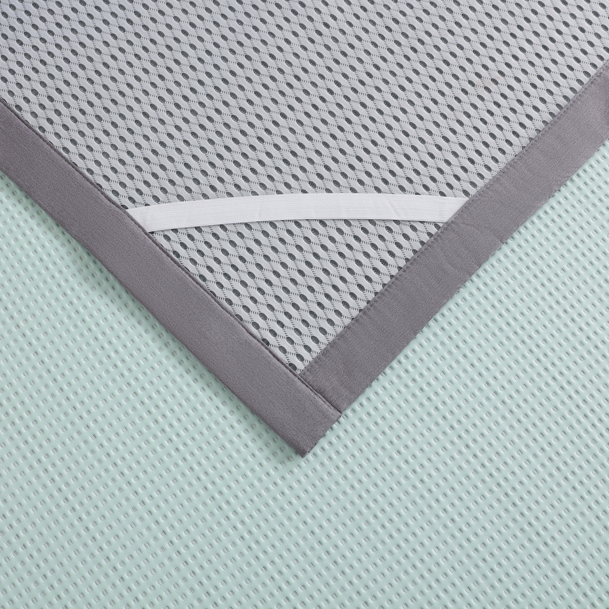 91家纺网 家纺一手货源 找家纺 耀悦家纺2025新款聚乙烯乙纶凉席pe凉感华夫格凉席三件套床笠床席子 华夫格-水绿