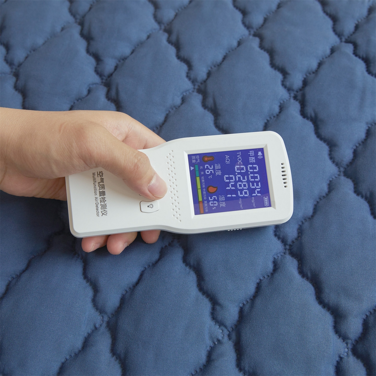 91家纺网 家纺一手货源 找家纺 雯豆家纺 2025新品外贸亚马逊纯色防水夹棉床笠跨境电商速卖通床罩可定制尺寸 菱形格防水床笠-藏蓝