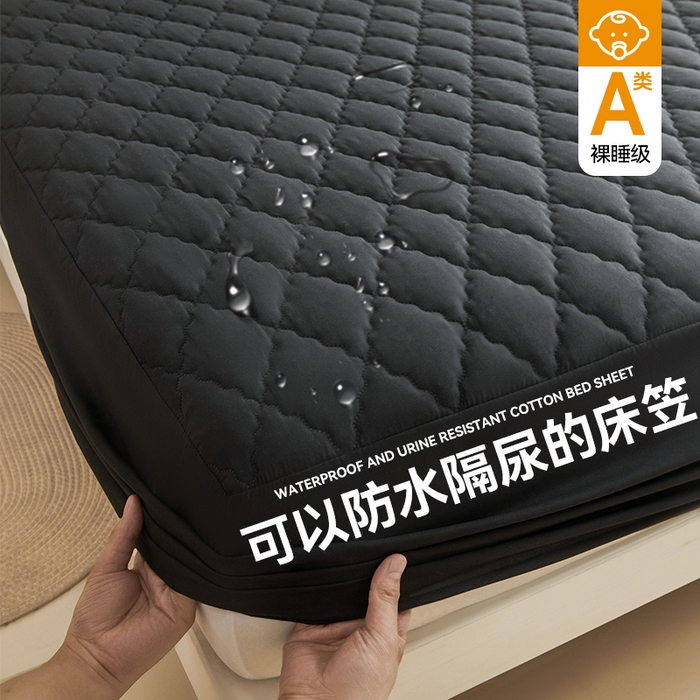 91家纺网 家纺一手货源 找家纺 （总）雯豆家纺 2025新品外贸亚马逊纯色防水夹棉床笠跨境电商速卖通床罩可定制尺寸