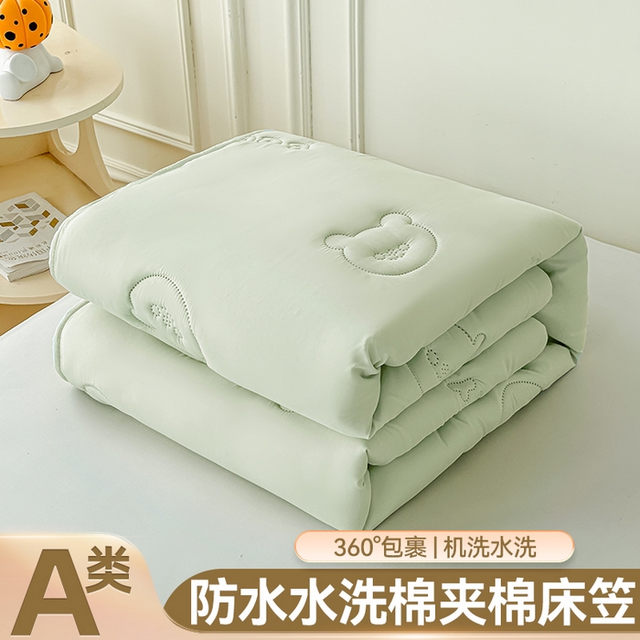 91家纺网 家纺一手货源 找家纺 （总）雯豆家纺 2025超声波夹棉防水床笠三件套纯色素色隔尿床罩床垫保护套