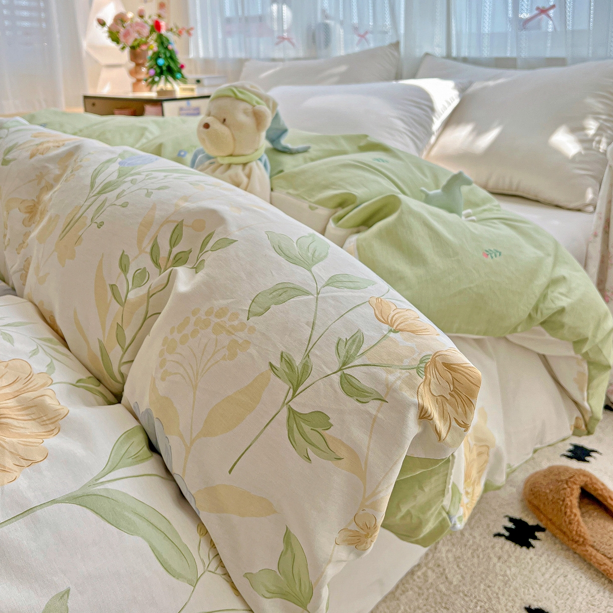 91家纺网 家纺一手货源 找家纺 依庭2025春夏新款12868全棉纯棉四件套 灯火阑珊