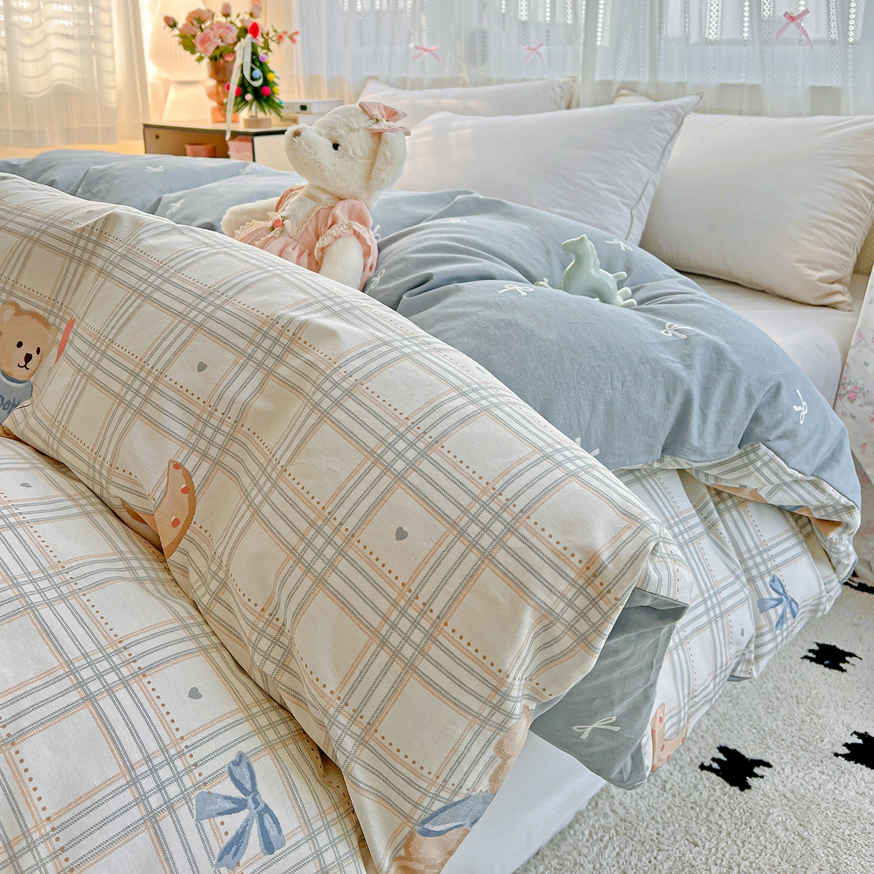 91家纺网 家纺一手货源 找家纺 依庭2025春夏新款12868全棉纯棉四件套 浮云初梦