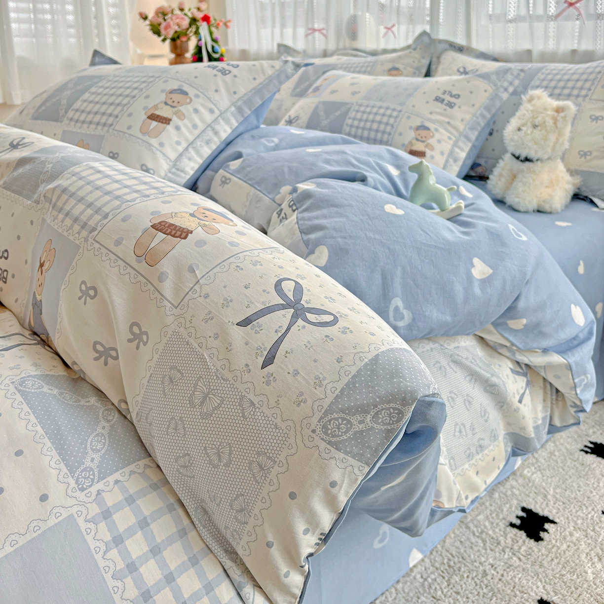 91家纺网 家纺一手货源 找家纺 依庭2025春夏新款12868全棉纯棉四件套 海浪摇篮