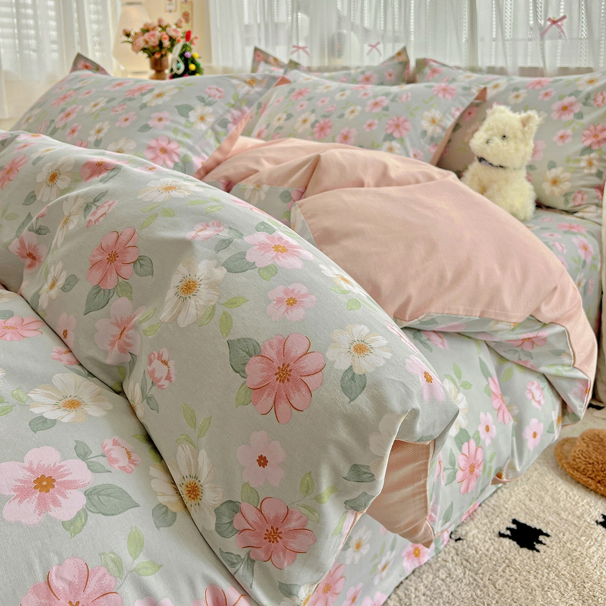 91家纺网 家纺一手货源 找家纺 依庭2025春夏新款12868全棉纯棉四件套 江南小调