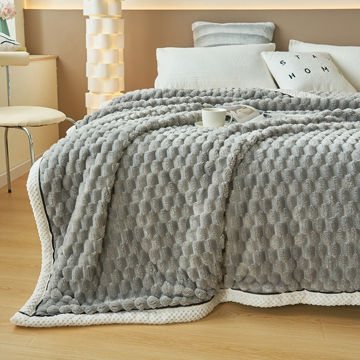 91家纺网 家纺一手货源 找家纺 乐家欣 2025新款A类金龟绒多功能毛毯高克重法莱绒牛奶绒贝贝绒保暖毛毯 绅士灰