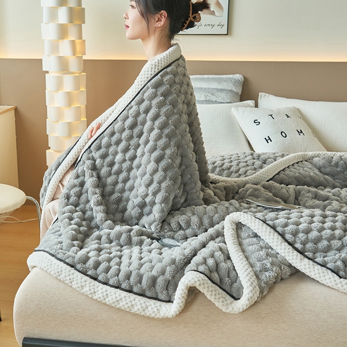 91家纺网 家纺一手货源 找家纺 乐家欣 2025新款A类金龟绒多功能毛毯高克重法莱绒牛奶绒贝贝绒保暖毛毯 绅士灰