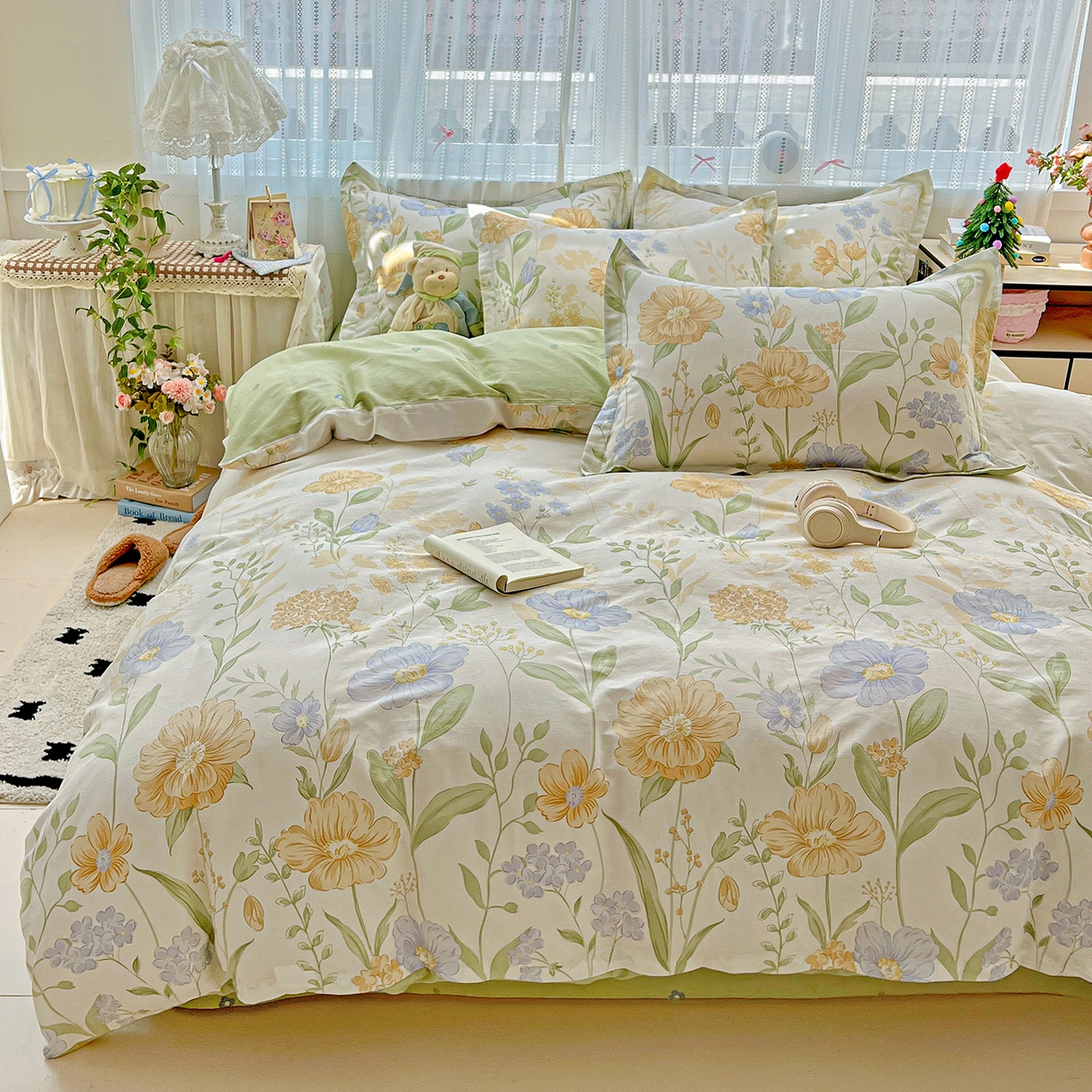 91家纺网 家纺一手货源 找家纺 依庭2025春夏新款12868全棉纯棉四件套 灯火阑珊