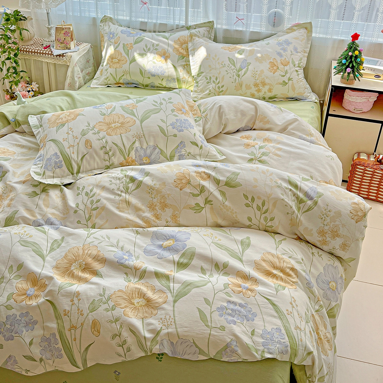 91家纺网 家纺一手货源 找家纺 依庭2025春夏新款12868全棉纯棉四件套 灯火阑珊