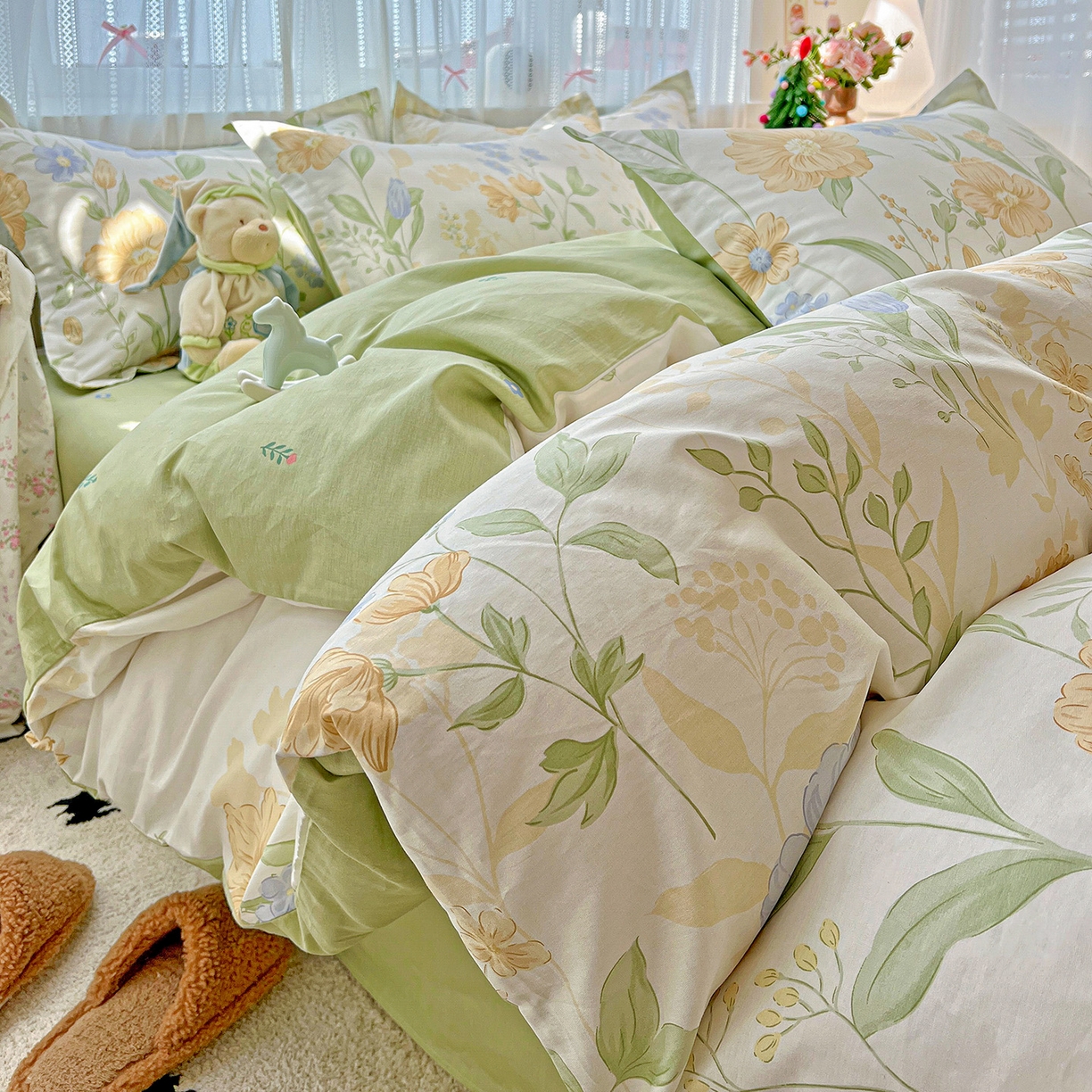 91家纺网 家纺一手货源 找家纺 依庭2025春夏新款12868全棉纯棉四件套 灯火阑珊