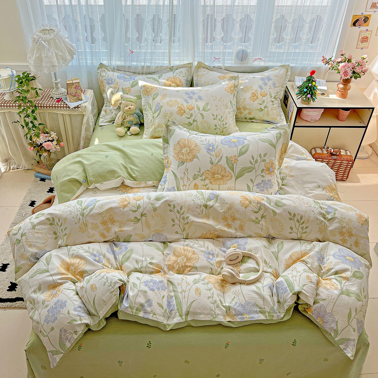 91家纺网 家纺一手货源 找家纺 依庭2025春夏新款12868全棉纯棉四件套 灯火阑珊