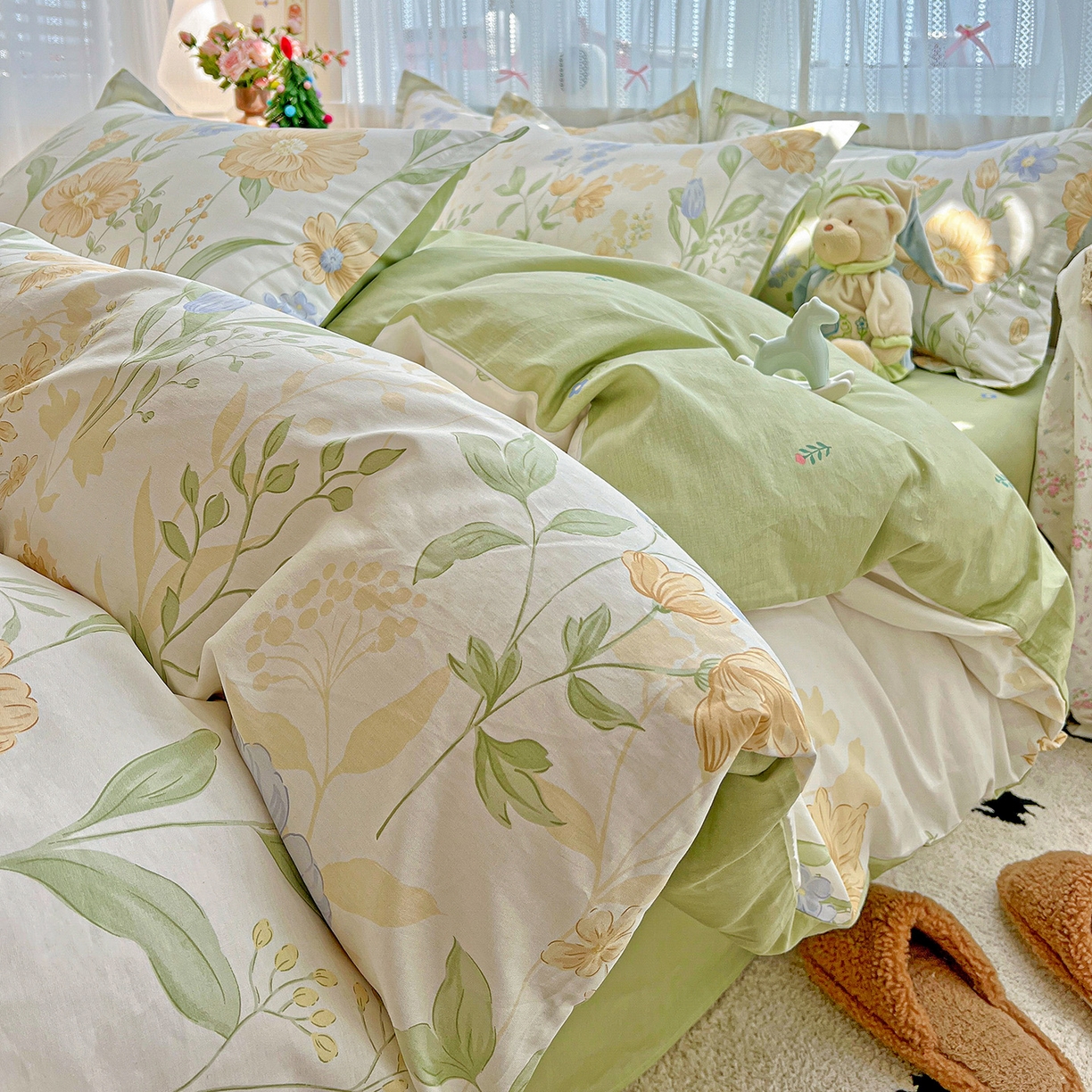 91家纺网 家纺一手货源 找家纺 依庭2025春夏新款12868全棉纯棉四件套 灯火阑珊