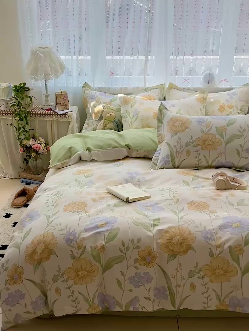 91家纺网 家纺一手货源 找家纺 依庭2025春夏新款12868全棉纯棉四件套 灯火阑珊