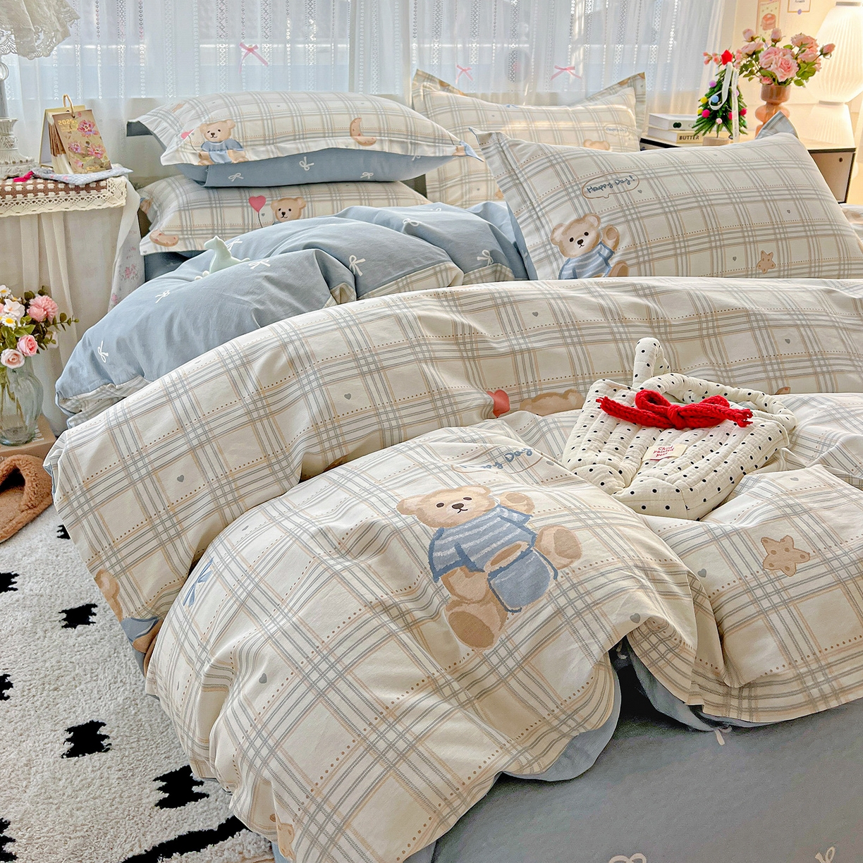 91家纺网 家纺一手货源 找家纺 依庭2025春夏新款12868全棉纯棉四件套 浮云初梦