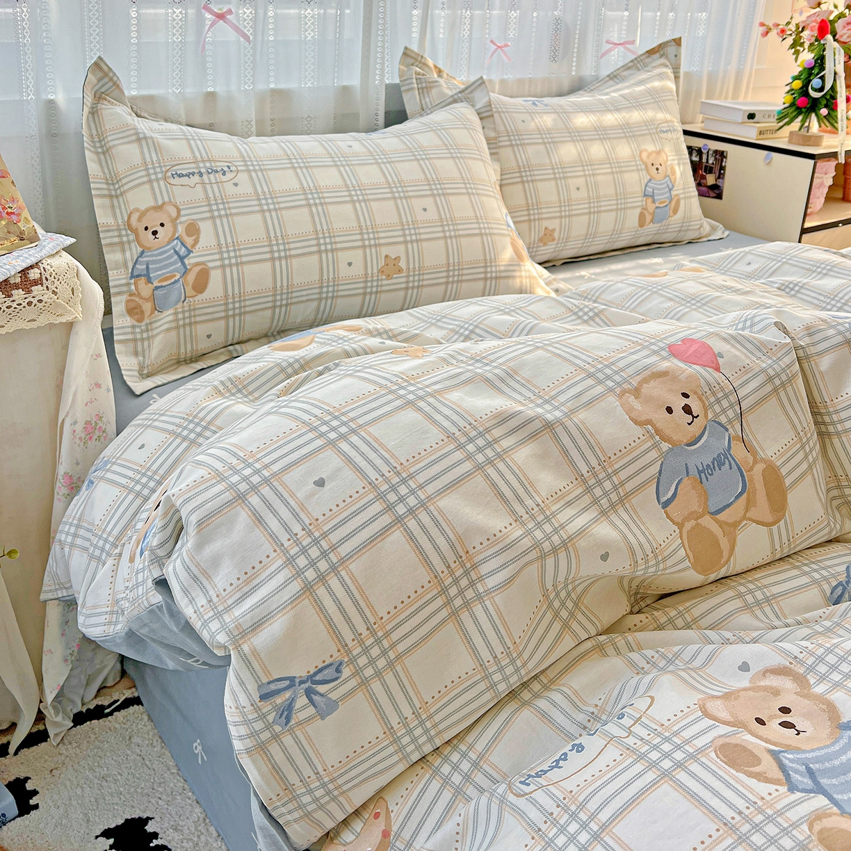 91家纺网 家纺一手货源 找家纺 依庭2025春夏新款12868全棉纯棉四件套 浮云初梦