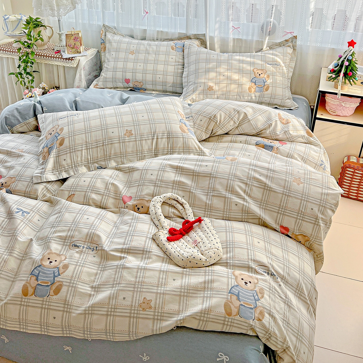 91家纺网 家纺一手货源 找家纺 依庭2025春夏新款12868全棉纯棉四件套 浮云初梦