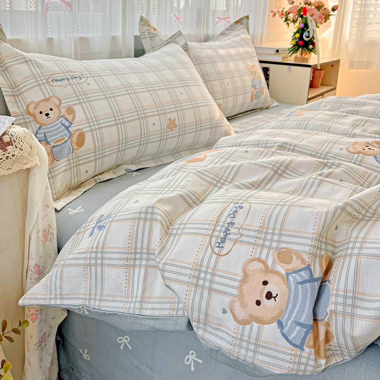 91家纺网 家纺一手货源 找家纺 依庭2025春夏新款12868全棉纯棉四件套 浮云初梦