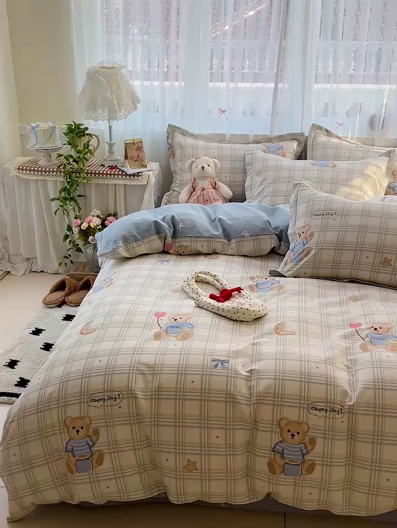 91家纺网 家纺一手货源 找家纺 依庭2025春夏新款12868全棉纯棉四件套 浮云初梦