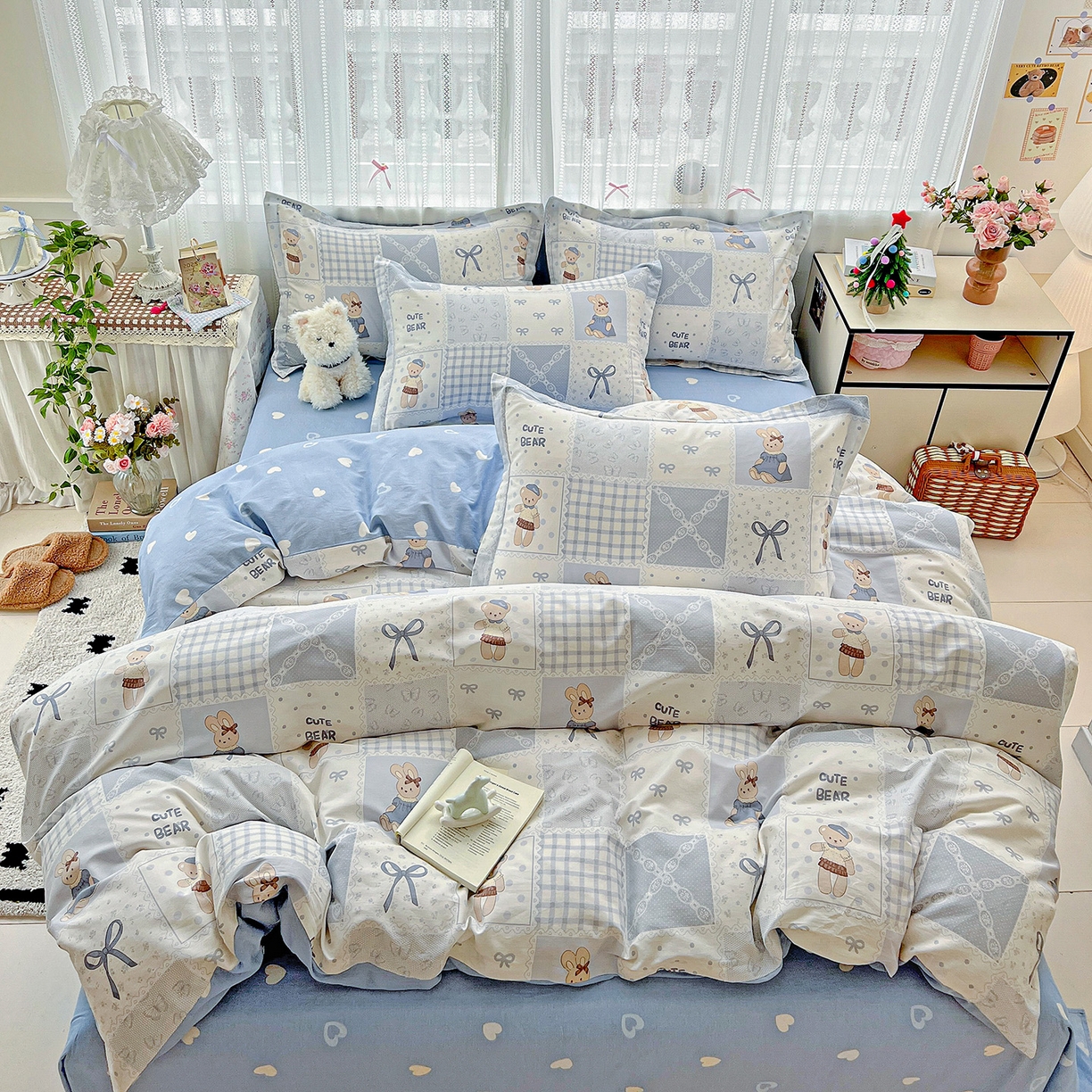 91家纺网 家纺一手货源 找家纺 依庭2025春夏新款12868全棉纯棉四件套 海浪摇篮