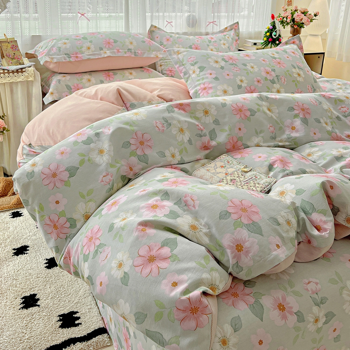 91家纺网 家纺一手货源 找家纺 依庭2025春夏新款12868全棉纯棉四件套 江南小调