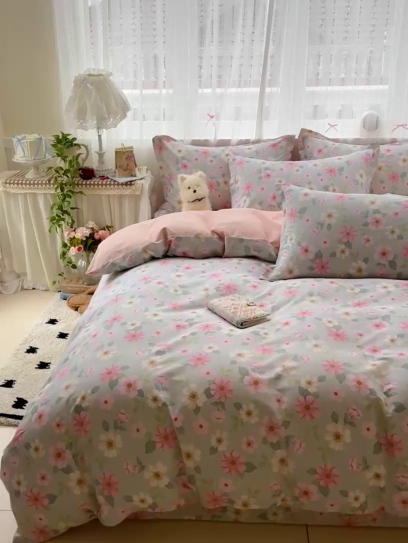 91家纺网 家纺一手货源 找家纺 依庭2025春夏新款12868全棉纯棉四件套 江南小调