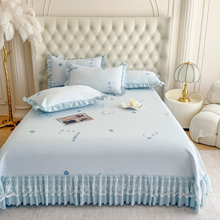 91家纺网 家纺一手货源 找家纺 （总）美莱家纺 2025新款床盖款冰豆豆凉席床裙冰丝席小冰熊夏被单件三件套四件套