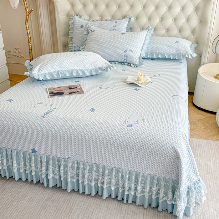 91家纺网 家纺一手货源 找家纺 （总）美莱家纺 2025新款床盖款冰豆豆凉席床裙冰丝席小冰熊夏被单件三件套四件套