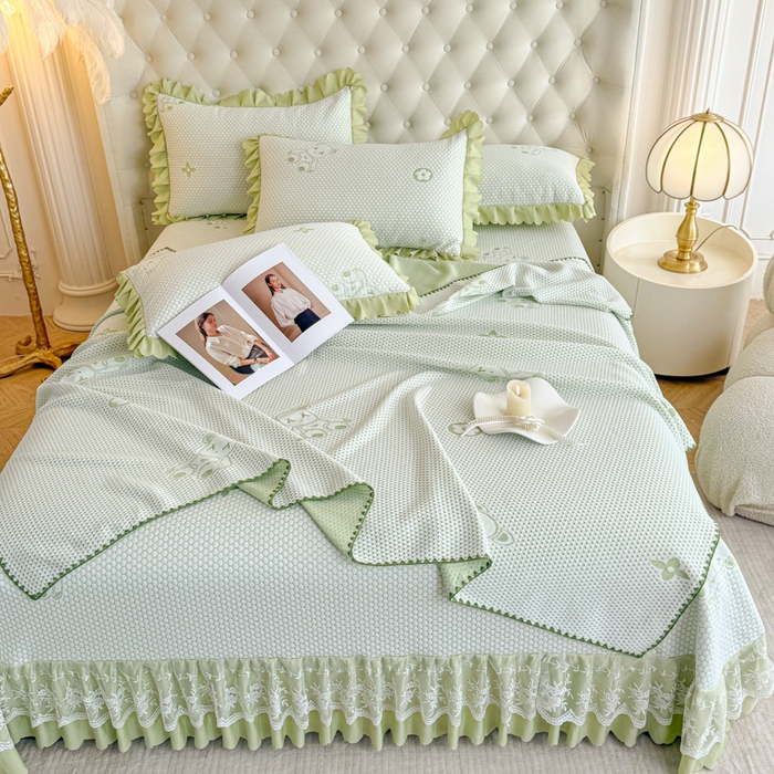 91家纺网 家纺一手货源 找家纺 （总）美莱家纺 2025新款床盖款冰豆豆凉席床裙冰丝席小冰熊夏被单件三件套四件套