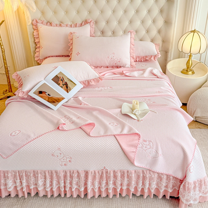 91家纺网 家纺一手货源 找家纺 （总）美莱家纺 2025新款床盖款冰豆豆凉席床裙冰丝席小冰熊夏被单件三件套四件套