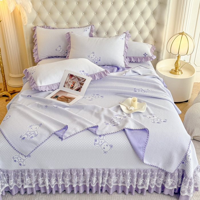 91家纺网 家纺一手货源 找家纺 （总）美莱家纺 2025新款床盖款冰豆豆凉席床裙冰丝席小冰熊夏被单件三件套四件套