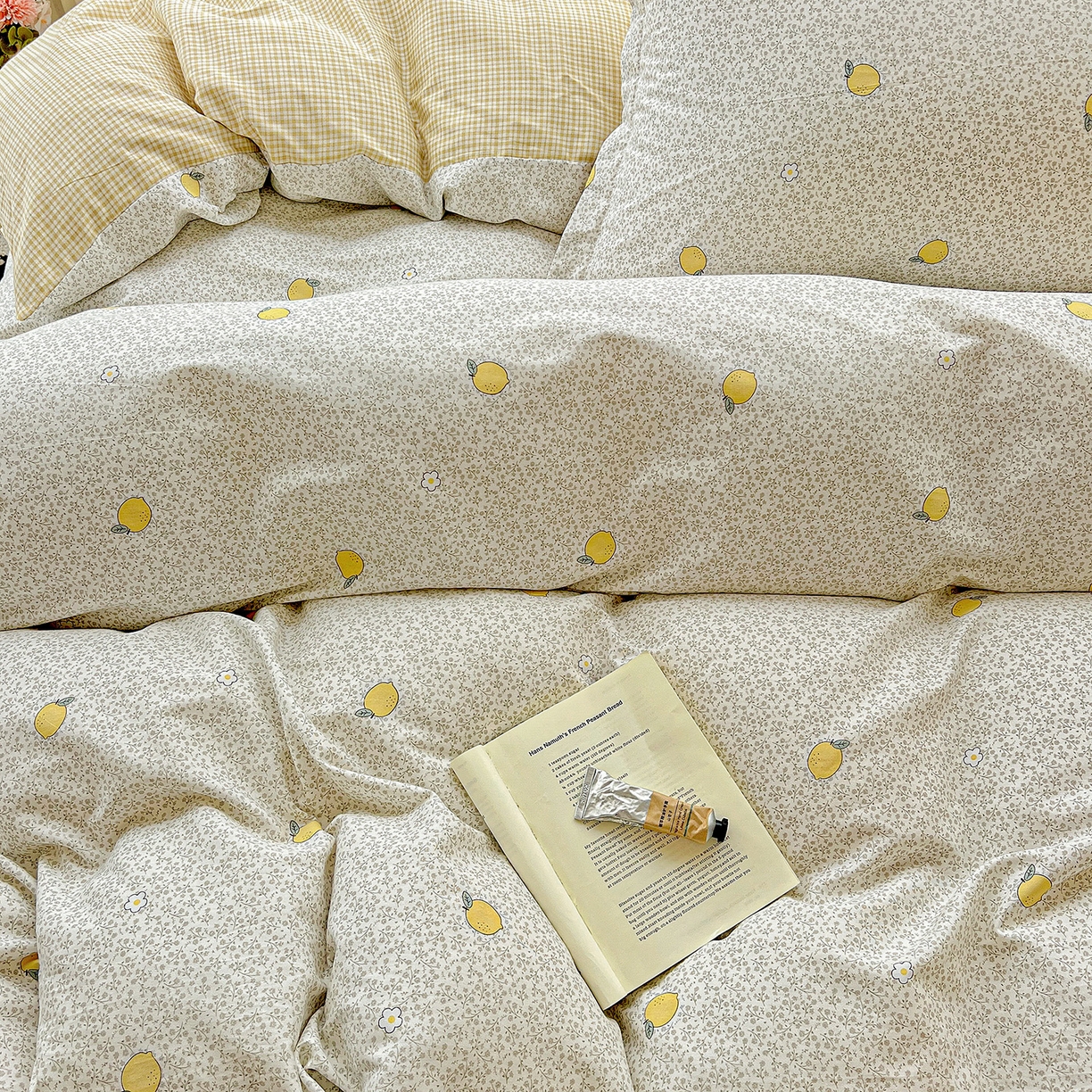 91家纺网 家纺一手货源 找家纺 依庭2025春夏新款12868全棉纯棉四件套 乐柠-黄