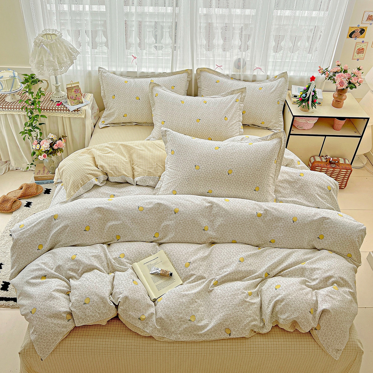 91家纺网 家纺一手货源 找家纺 依庭2025春夏新款12868全棉纯棉四件套 乐柠-黄