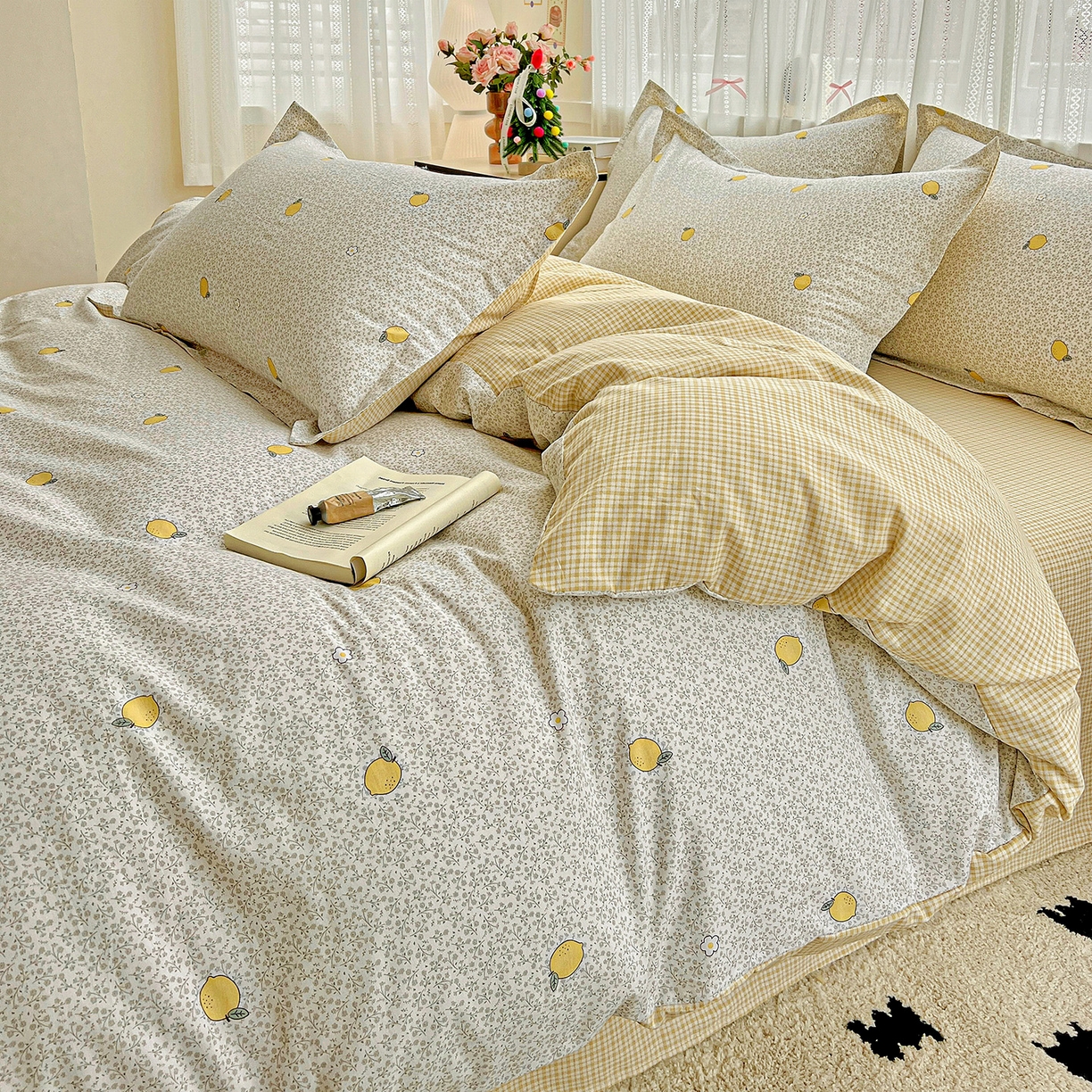 91家纺网 家纺一手货源 找家纺 依庭2025春夏新款12868全棉纯棉四件套 乐柠-黄