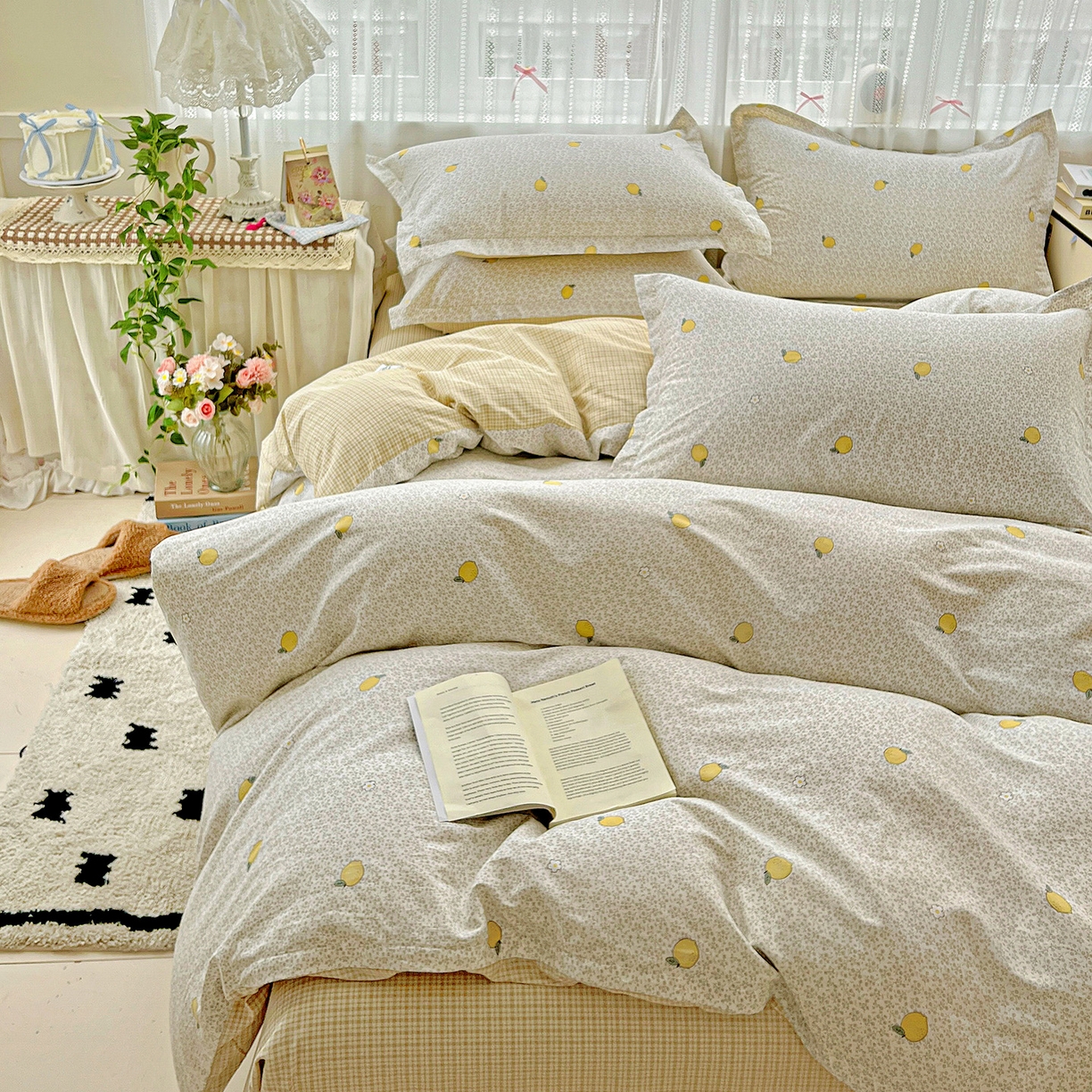 91家纺网 家纺一手货源 找家纺 依庭2025春夏新款12868全棉纯棉四件套 乐柠-黄