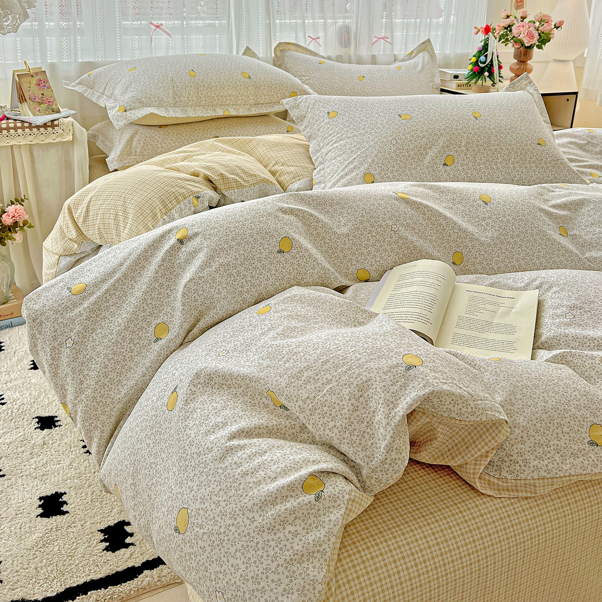 91家纺网 家纺一手货源 找家纺 依庭2025春夏新款12868全棉纯棉四件套 乐柠-黄