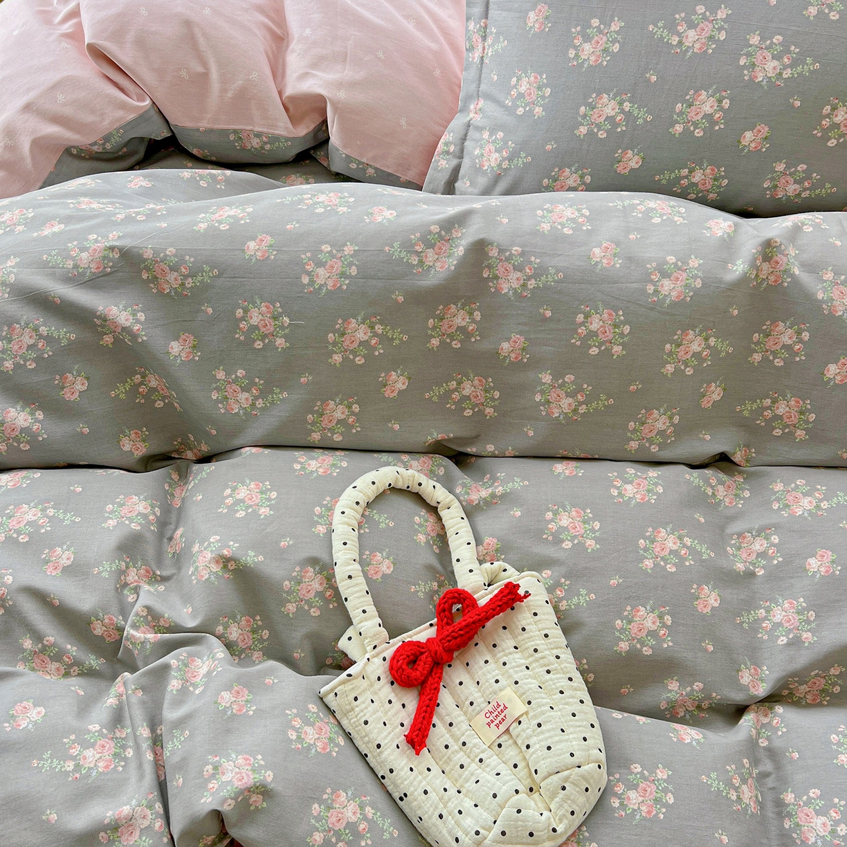 91家纺网 家纺一手货源 找家纺 依庭2025春夏新款12868全棉纯棉四件套 茉婉-灰