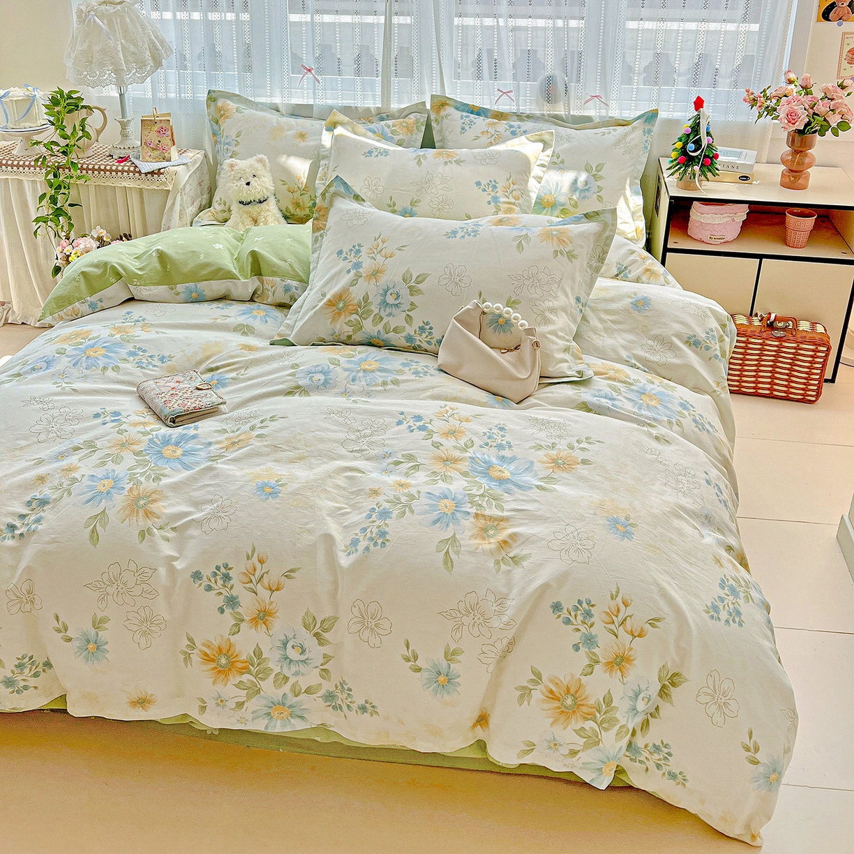 91家纺网 家纺一手货源 找家纺 依庭2025春夏新款12868全棉纯棉四件套 青禾