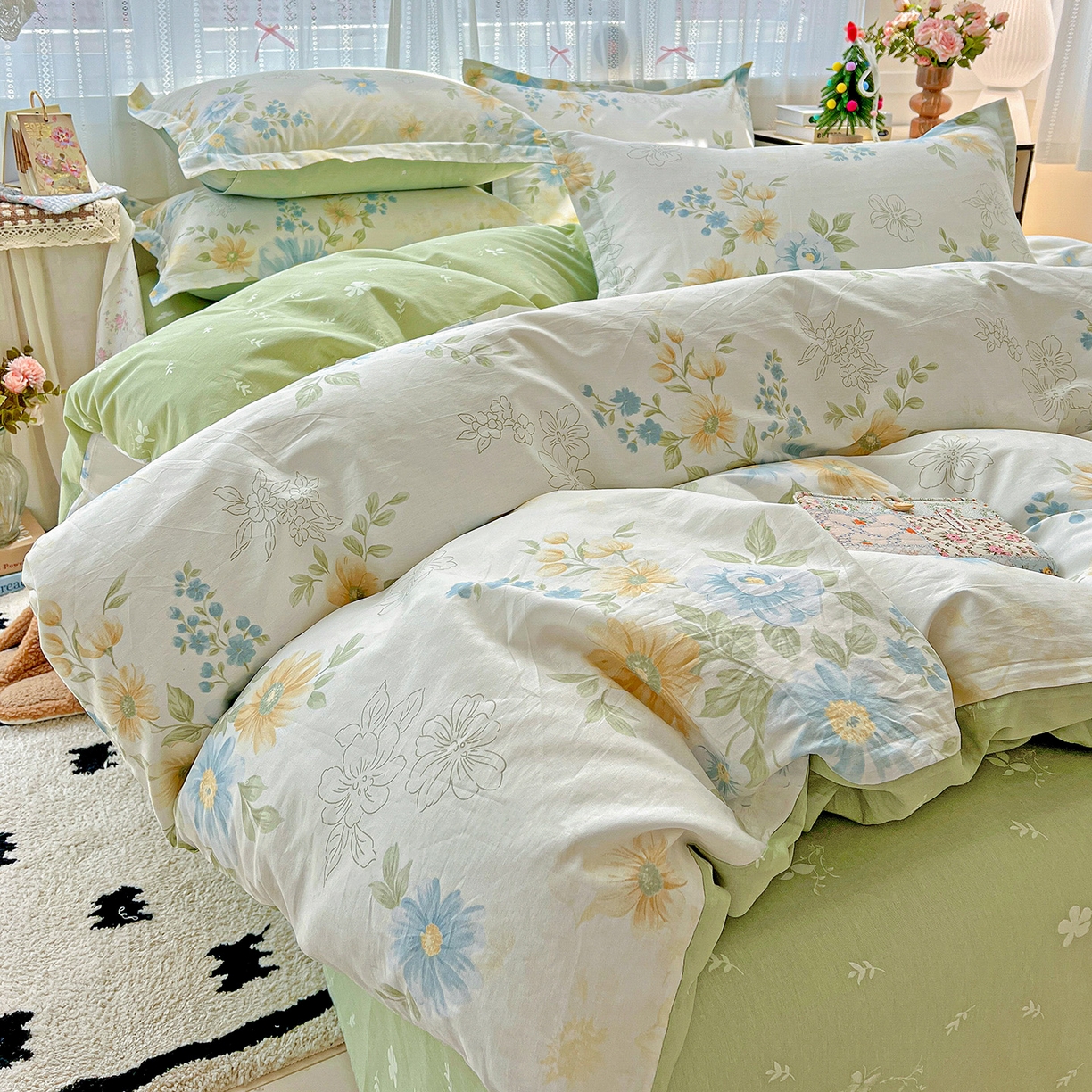 91家纺网 家纺一手货源 找家纺 依庭2025春夏新款12868全棉纯棉四件套 青禾