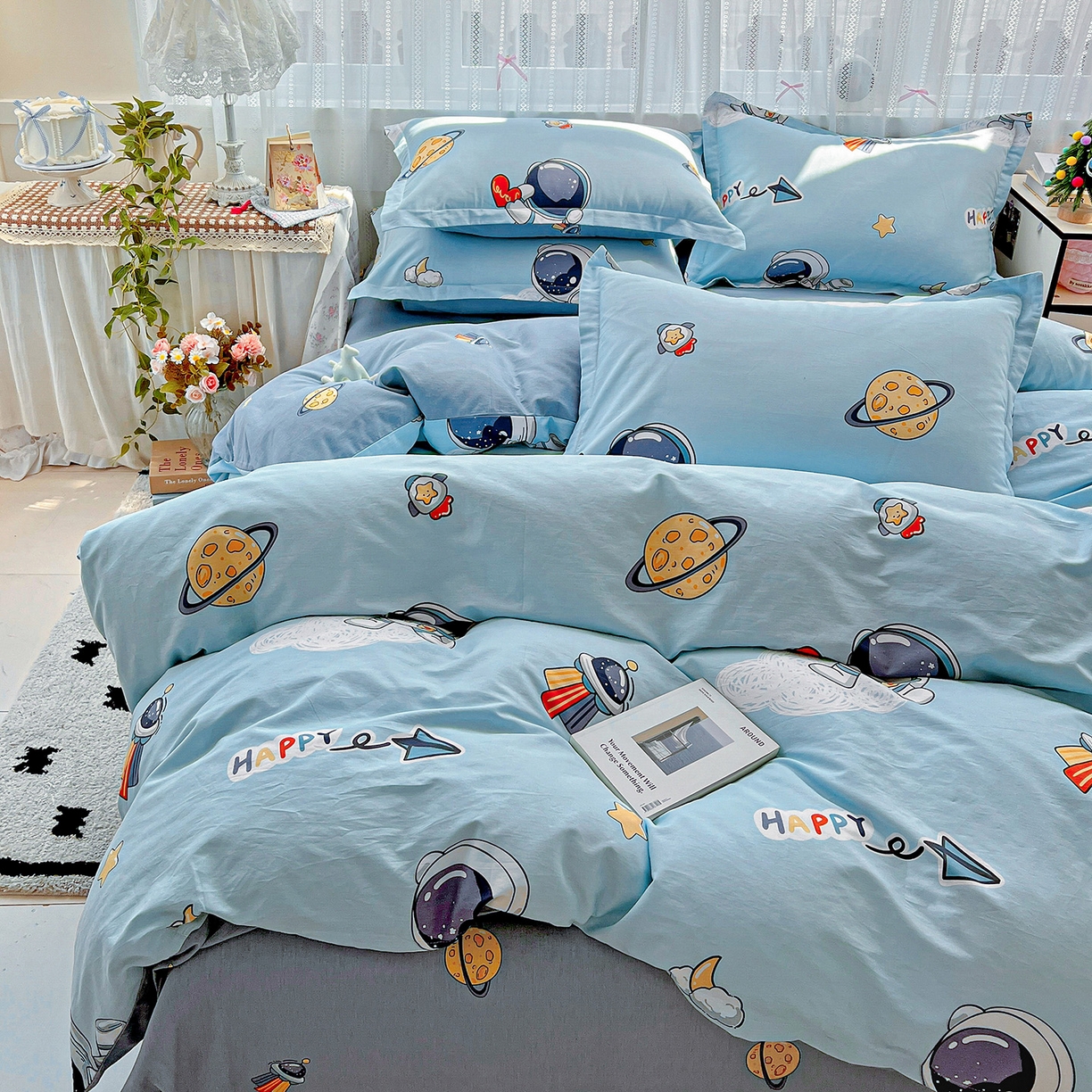 91家纺网 家纺一手货源 找家纺 依庭2025春夏新款12868全棉纯棉四件套 太空奇遇