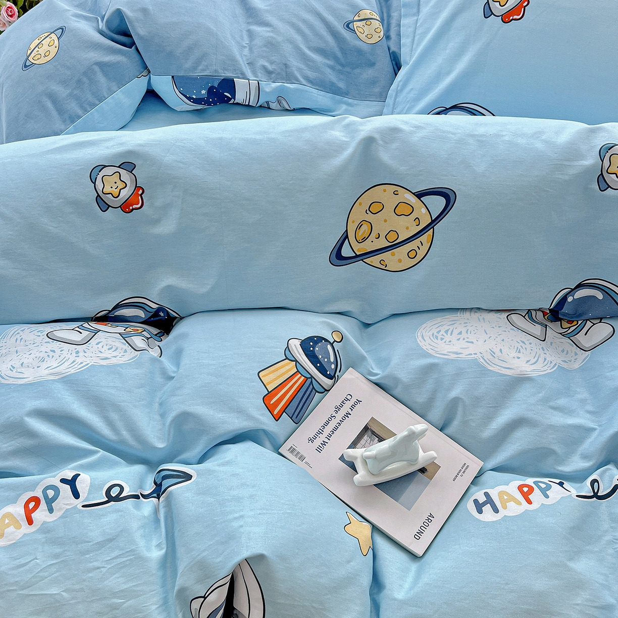 91家纺网 家纺一手货源 找家纺 依庭2025春夏新款12868全棉纯棉四件套 太空奇遇