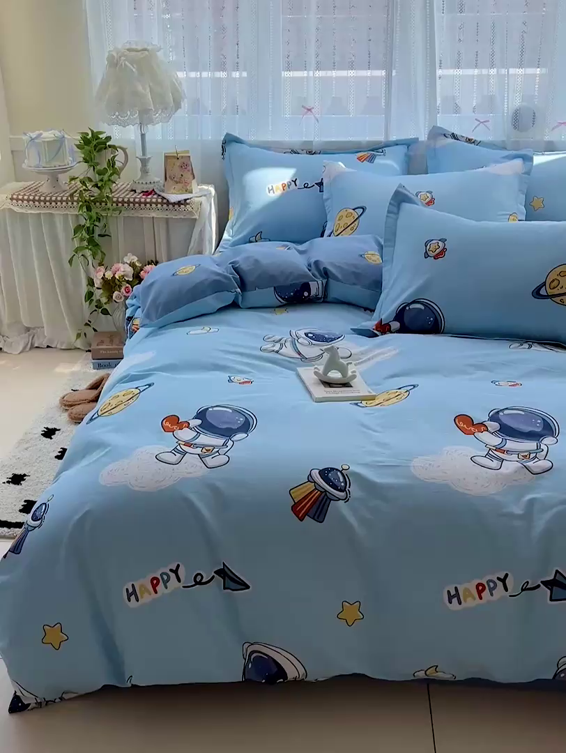91家纺网 家纺一手货源 找家纺 依庭2025春夏新款12868全棉纯棉四件套 太空奇遇