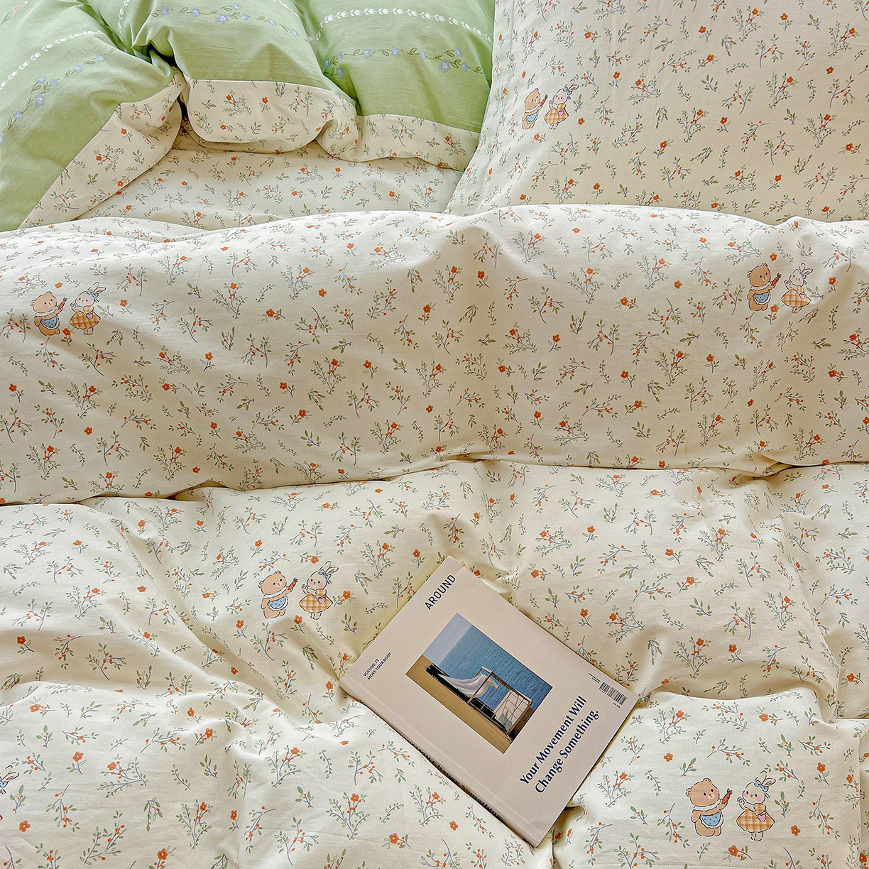 91家纺网 家纺一手货源 找家纺 依庭2025春夏新款12868全棉纯棉四件套 糖果影院